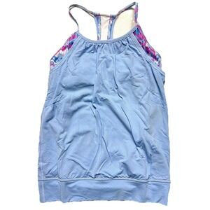 Ivivva by Lululemon Girls 10 Tank Top Double Dutch Periwinkle Blue Built‎ In Bra
